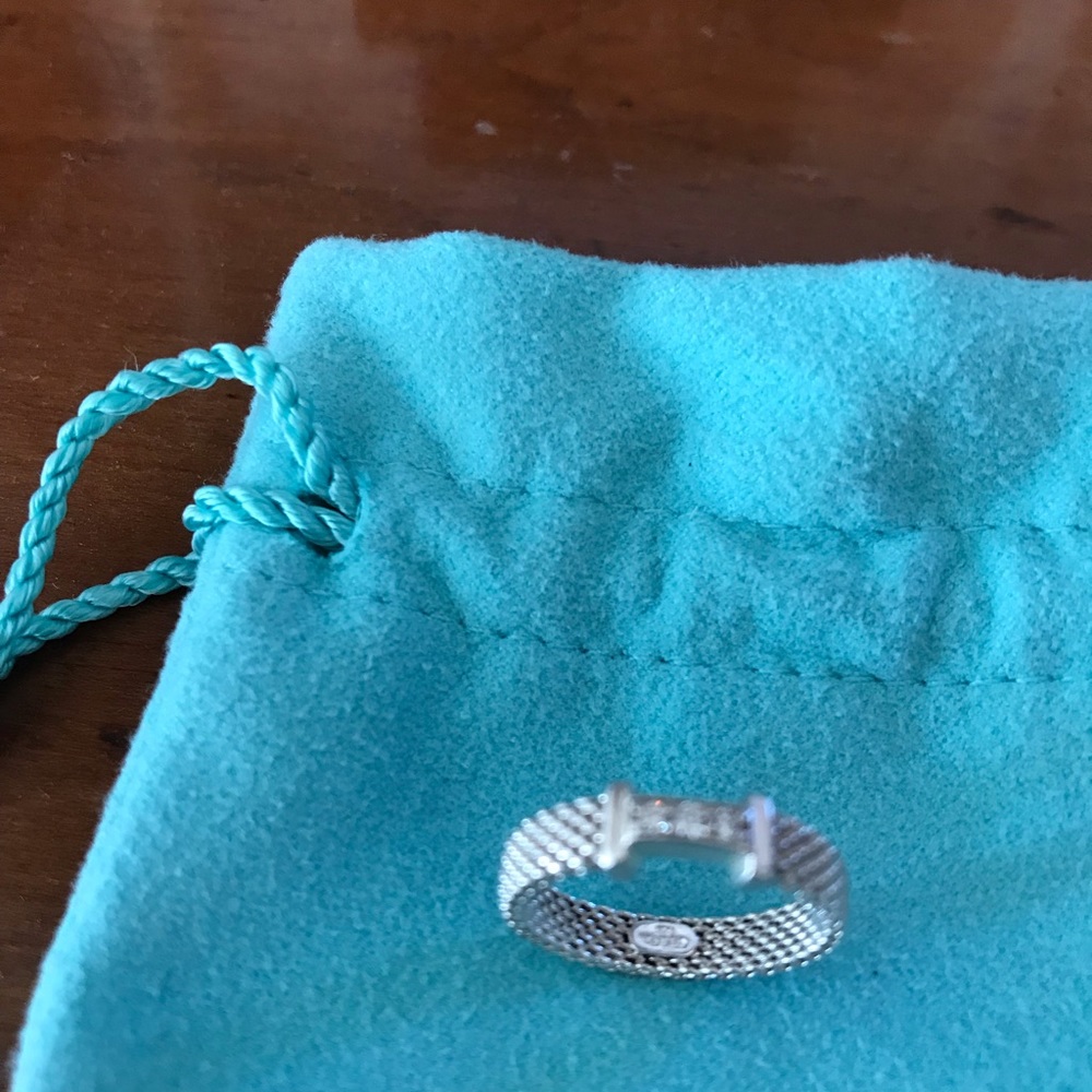 Tiffany & Co Somerset Silver mesh ring w/diamonds - Picture 6 of 7